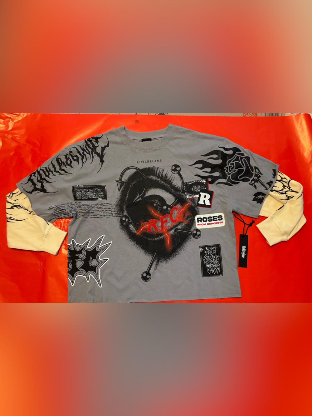 Civil Regime Gray Graphic Long-Sleeve Men's Shirt